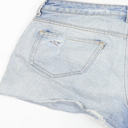 Denim & Co. Womens Blue Cotton Hot Pants Shorts Size 8 Regular Zip