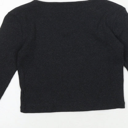 Miss Evie Girls Grey Cotton Basic T-Shirt Size 9-10 Years V-Neck Pullover