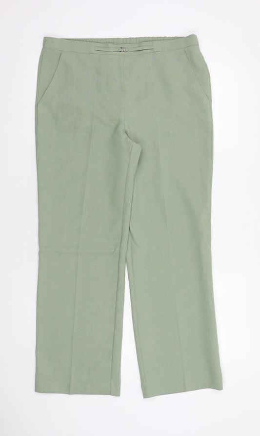 Classics Womens Green Polyester Trousers Size 10 Regular