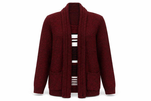 Womens UK Size S Hand To Hand Red Cardigan Jumper