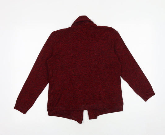 Hand To Hand Womens Red V-Neck Acrylic Cardigan Jumper Size S
