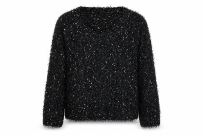 Eizens Womens Black Scoop Neck Acrylic Pullover Jumper Size L