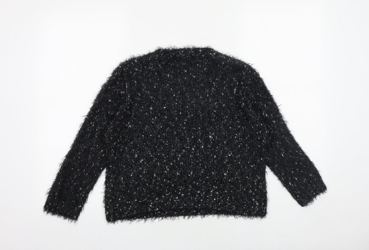 Eizens Womens Black Scoop Neck Acrylic Pullover Jumper Size L