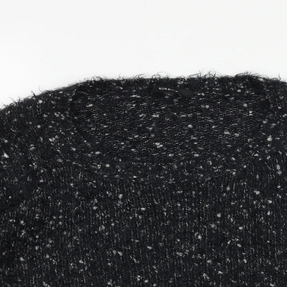 Eizens Womens Black Scoop Neck Acrylic Pullover Jumper Size L
