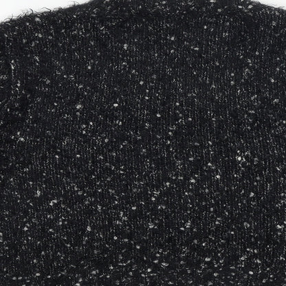 Eizens Womens Black Scoop Neck Acrylic Pullover Jumper Size L