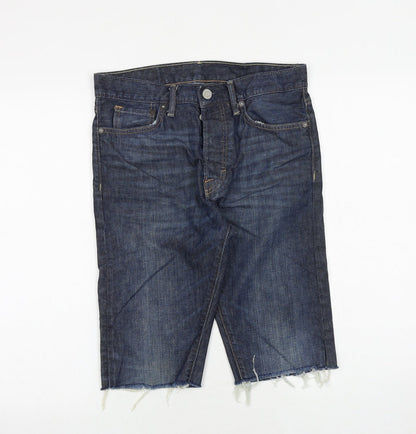 H&M Mens Blue Cotton Chino Shorts Size 29 in Regular Zip