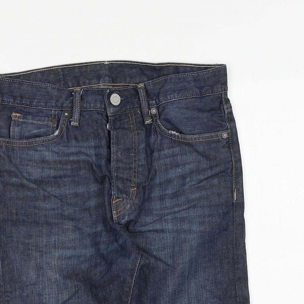 H&M Mens Blue Cotton Chino Shorts Size 29 in Regular Zip