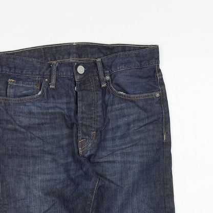 H&M Mens Blue Cotton Chino Shorts Size 29 in Regular Zip