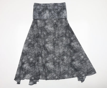 M&Co Womens Grey Geometric Polyester A-Line Size L Off the Shoulder Pullover
