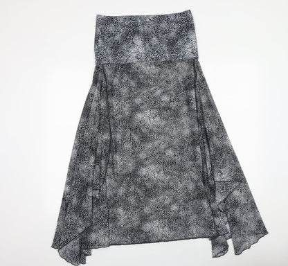M&Co Womens Grey Geometric Polyester A-Line Size L Off the Shoulder Pullover