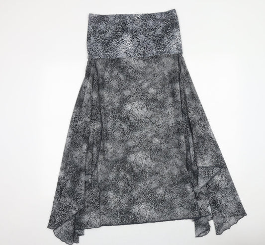M&Co Womens Grey Geometric Polyester A-Line Size L Off the Shoulder Pullover