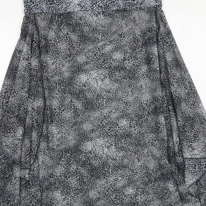 M&Co Womens Grey Geometric Polyester A-Line Size L Off the Shoulder Pullover