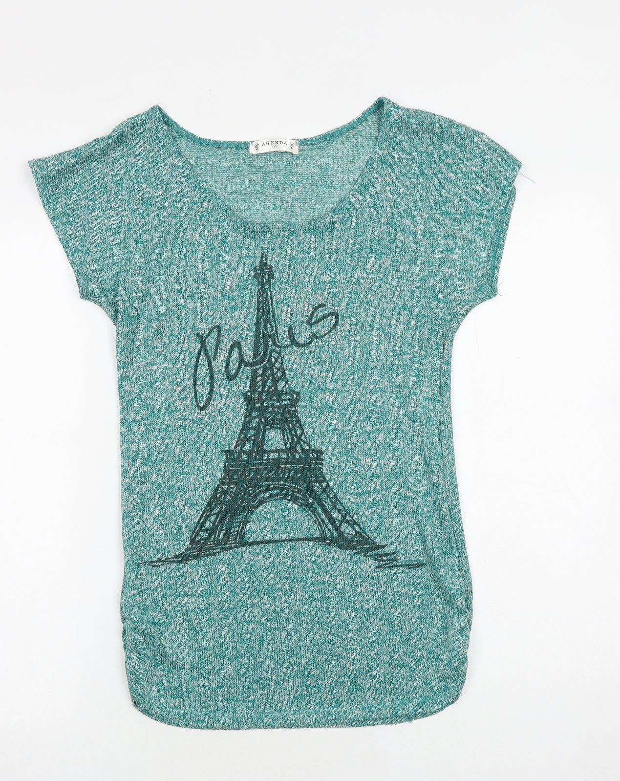 Womens UK Size S Agenda Green Basic T-Shirt