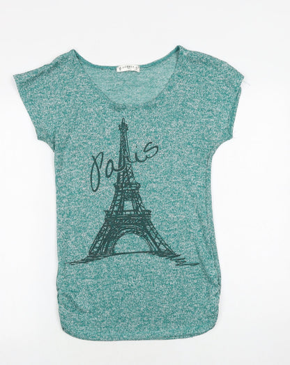 Womens UK Size S Agenda Green Basic T-Shirt