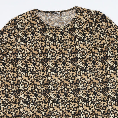 PEP&CO Womens Brown Geometric Polyester A-Line Size 20 Round Neck Pullover