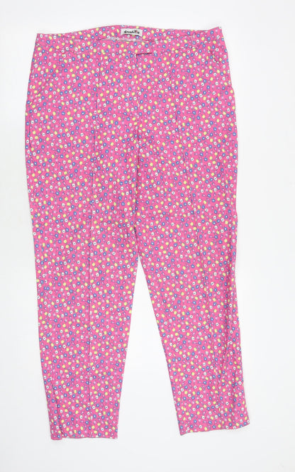 French Kiss Womens Pink Floral Polyester Trousers Size 36 in Regular Zip