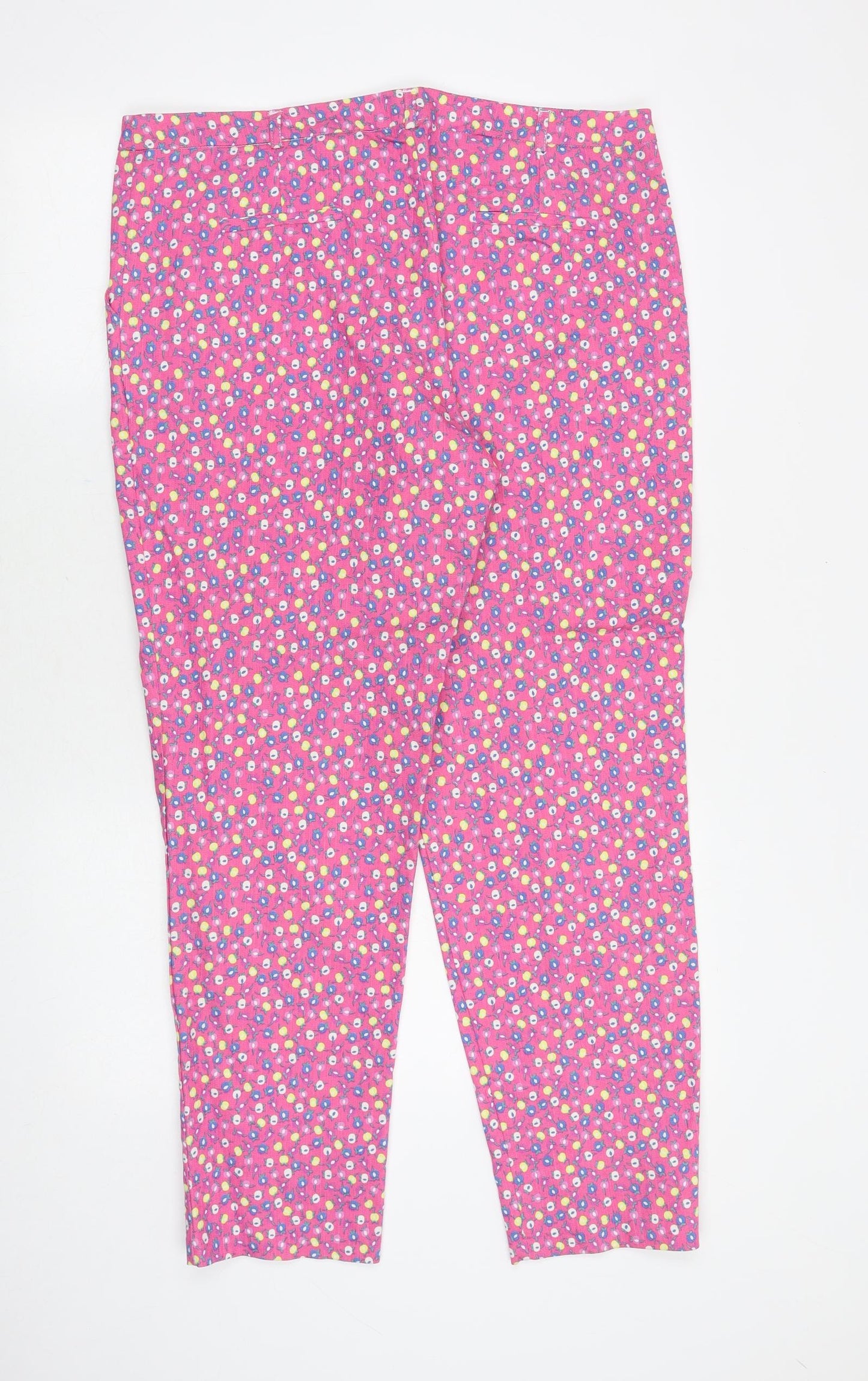 French Kiss Womens Pink Floral Polyester Trousers Size 36 in Regular Zip