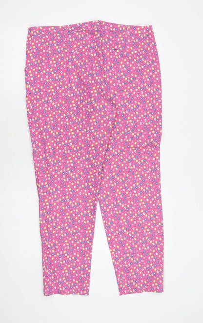 French Kiss Womens Pink Floral Polyester Trousers Size 36 in Regular Zip
