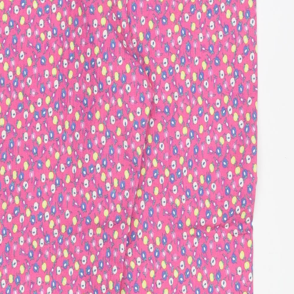 French Kiss Womens Pink Floral Polyester Trousers Size 36 in Regular Zip