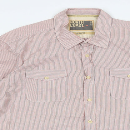 Mens UK Size L Marks and Spencer Red  Button-Up Long Sleeve Casual Shirt