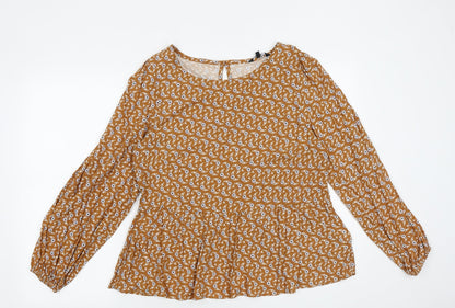 Womens UK Size 12 Preworn Brown Basic Blouse