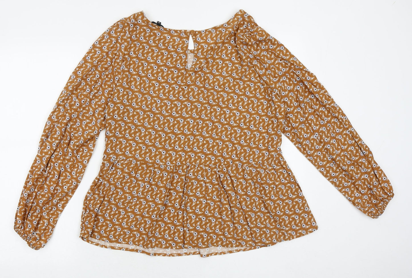 Womens UK Size 12 Preworn Brown Basic Blouse