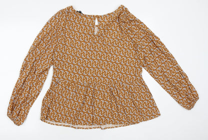 Womens UK Size 12 Preworn Brown Basic Blouse