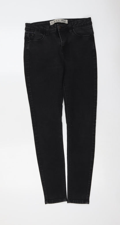 Denim & Co. Womens Black Cotton Skinny Jeans Size 10 L28 in Regular Button