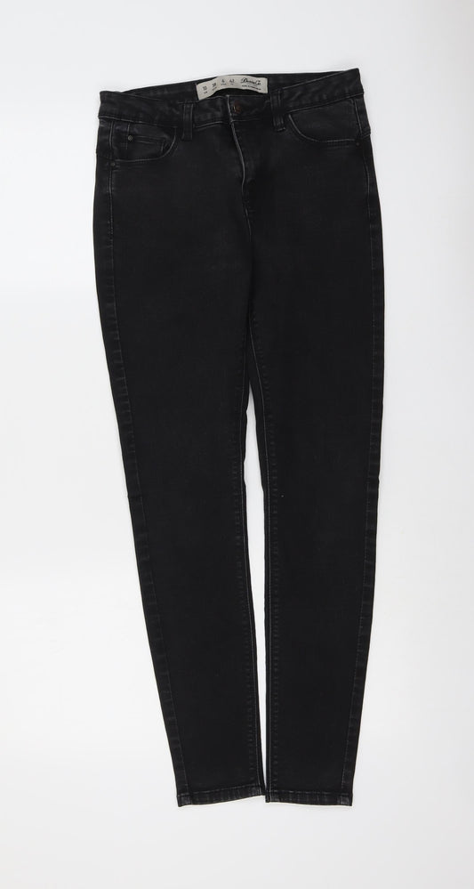 Denim & Co. Womens Black Cotton Skinny Jeans Size 10 L28 in Regular Button