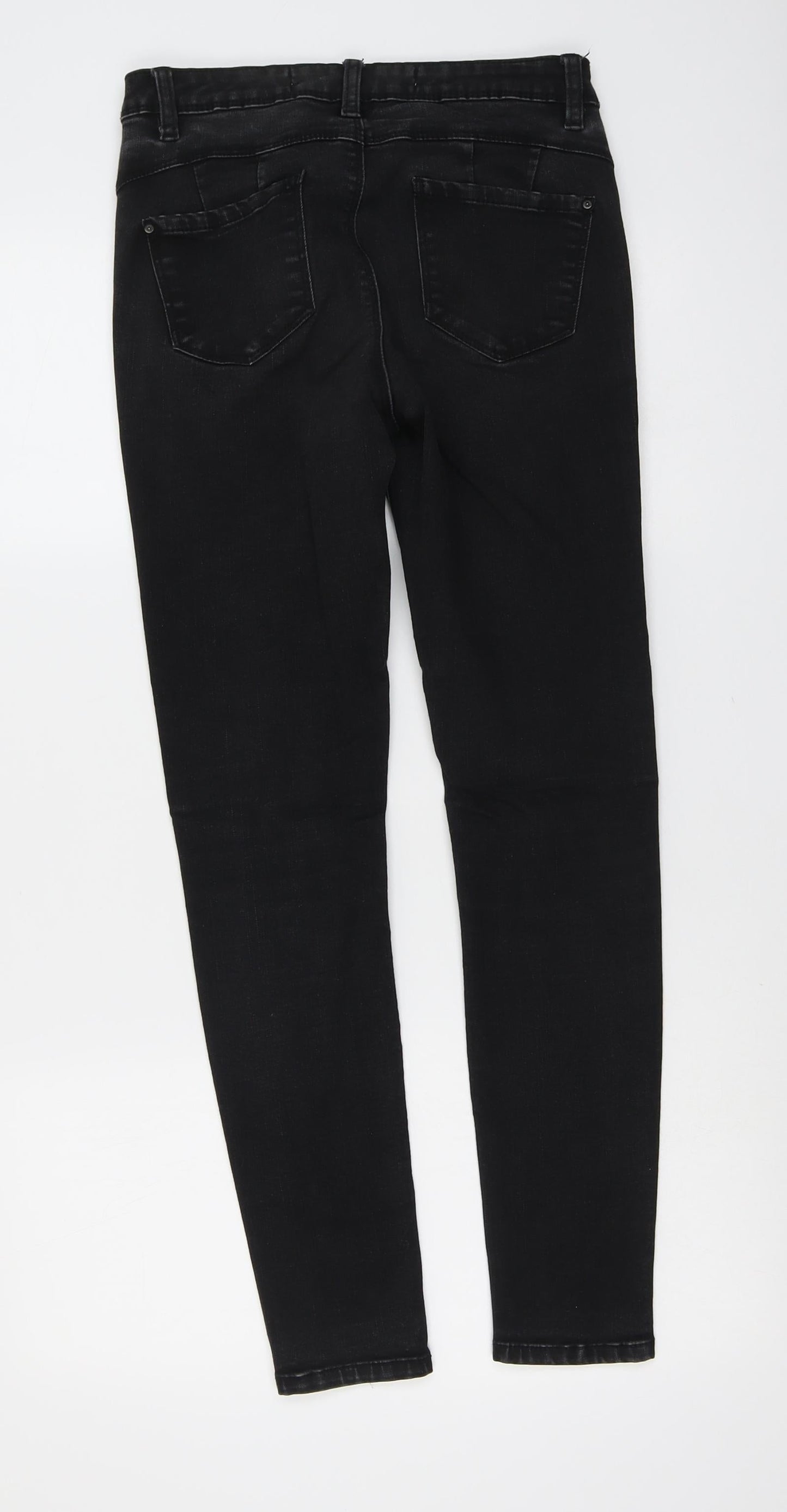 Denim & Co. Womens Black Cotton Skinny Jeans Size 10 L28 in Regular Button