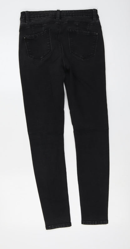 Denim & Co. Womens Black Cotton Skinny Jeans Size 10 L28 in Regular Button