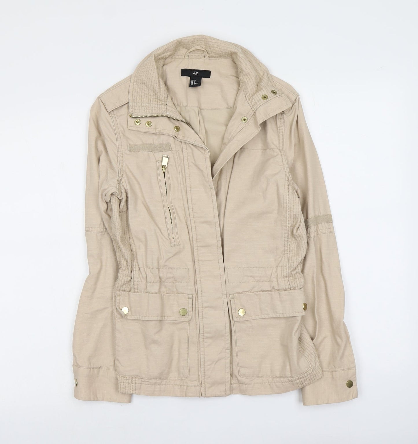 H&M Womens Beige Jacket Size 4 Zip