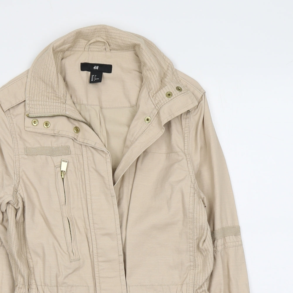 H&M Womens Beige Jacket Size 4 Zip