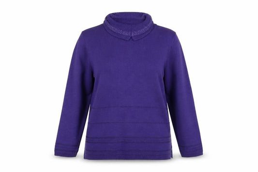 Envy Womens Purple Collared Acrylic Pullover Jumper Size M
