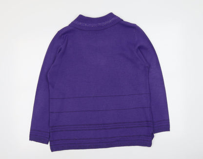 Envy Womens Purple Collared Acrylic Pullover Jumper Size M