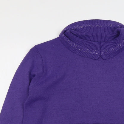 Envy Womens Purple Collared Acrylic Pullover Jumper Size M