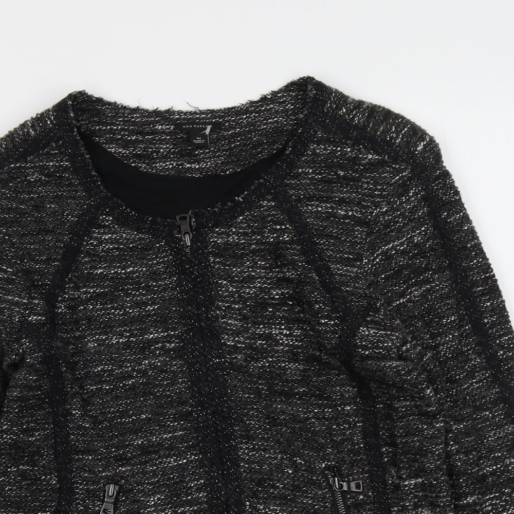 Ann Taylor Womens Grey Geometric Jacket Size M Zip