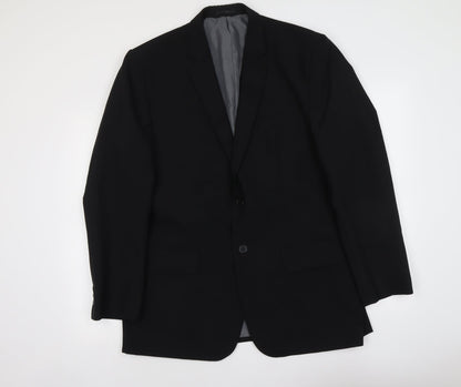 F&F Mens Black Polyester Jacket Suit Jacket Size L Regular