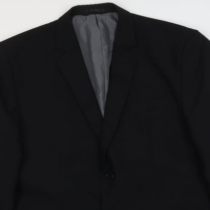 F&F Mens Black Polyester Jacket Suit Jacket Size L Regular