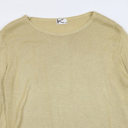 Womens UK Size 8 Preworn Gold Pullover Jumper