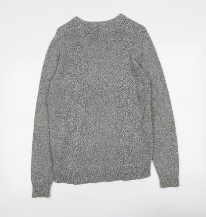 H&M Mens Grey Round Neck Cotton Pullover Jumper Size S Long Sleeve