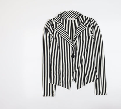 Cameo Rose Womens Black Striped Jacket Blazer Size S Button