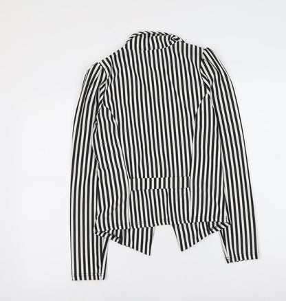 Cameo Rose Womens Black Striped Jacket Blazer Size S Button