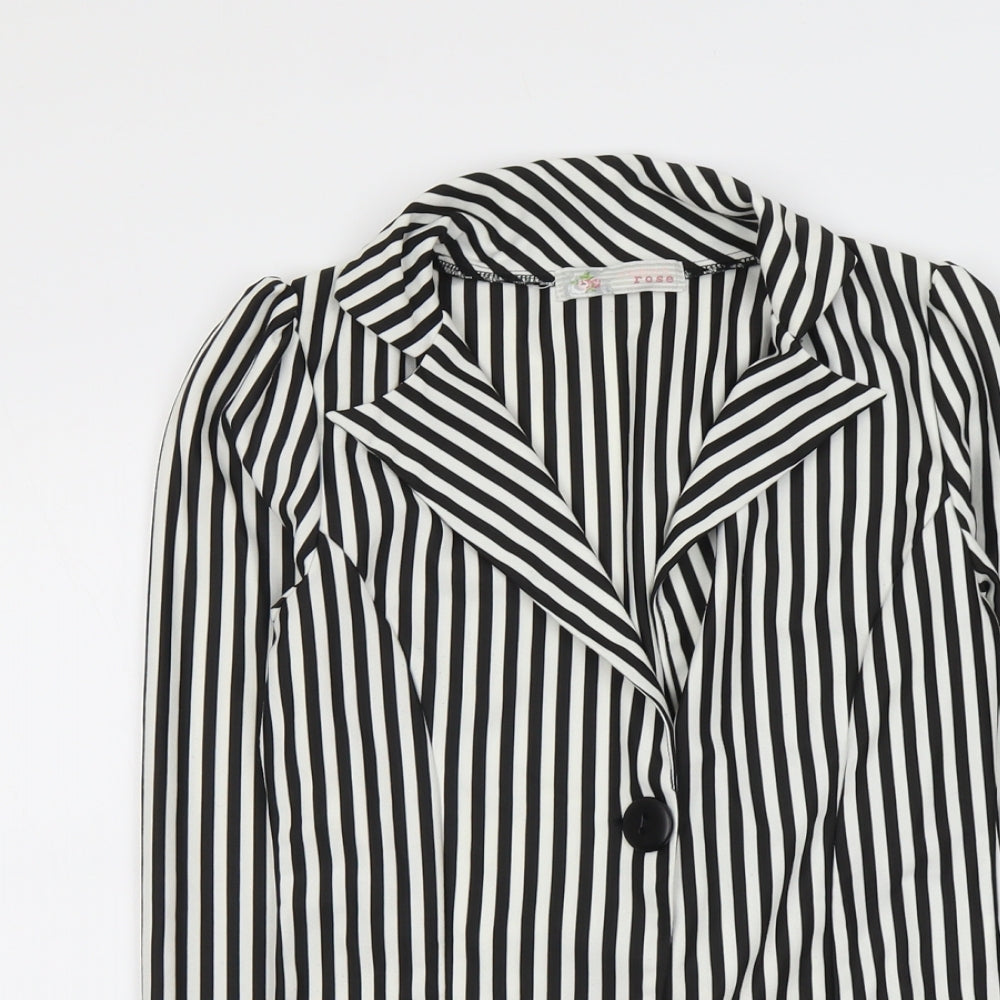 Cameo Rose Womens Black Striped Jacket Blazer Size S Button