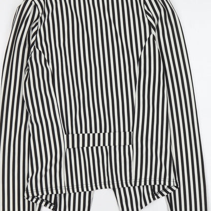 Cameo Rose Womens Black Striped Jacket Blazer Size S Button