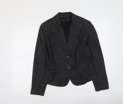 H&M Womens Grey Cotton Jacket Blazer Size 12