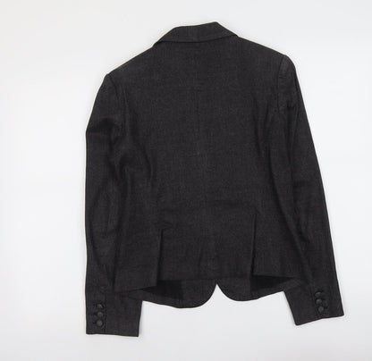 H&M Womens Grey Cotton Jacket Blazer Size 12