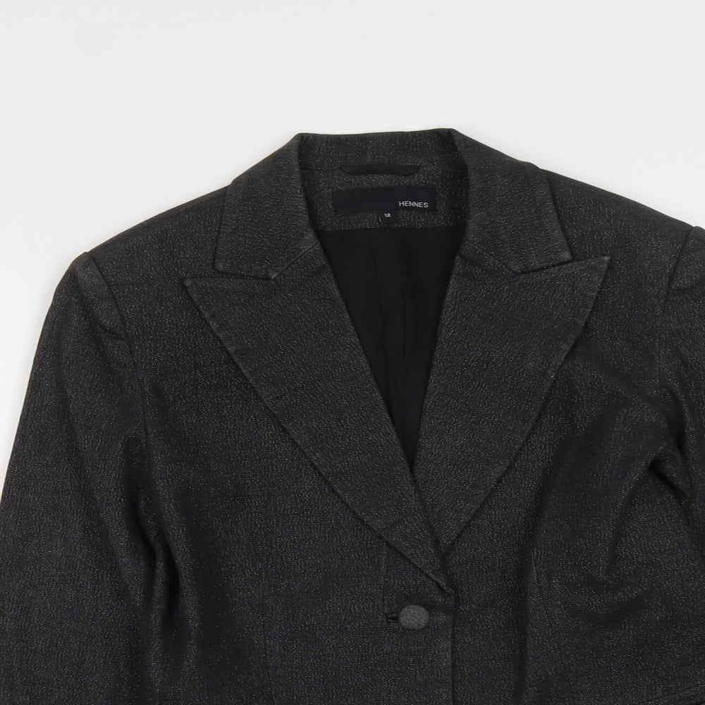 H&M Womens Grey Cotton Jacket Blazer Size 12