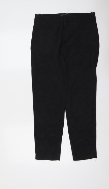 Womens UK Size S Zara Regular Fit Chino Black Trousers