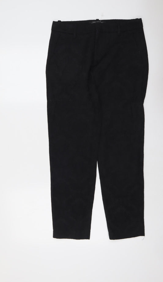 Womens UK Size S Zara Regular Fit Chino Black Trousers